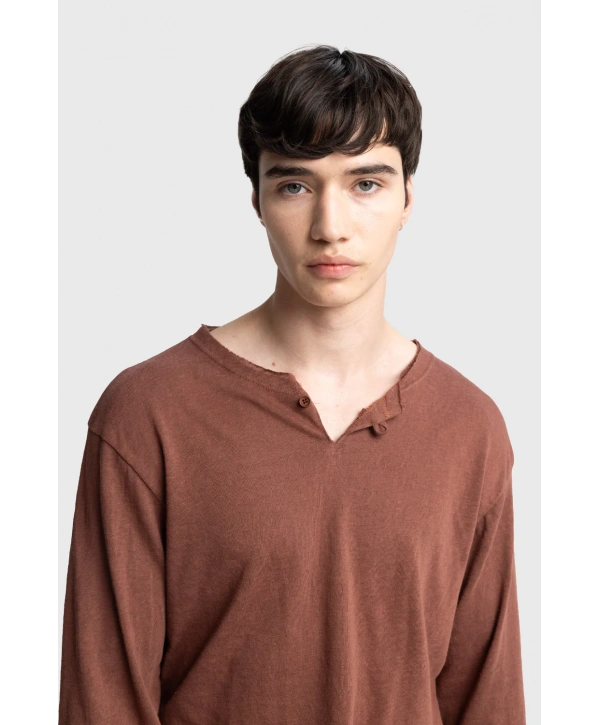 Erkek Bisiklet Yaka İnce Uzun Kol Swethsört- Bordo