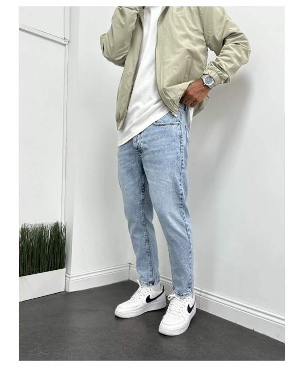 Erkek Boy Frend Likrasız Kot Pantolon- Buz Mavisi