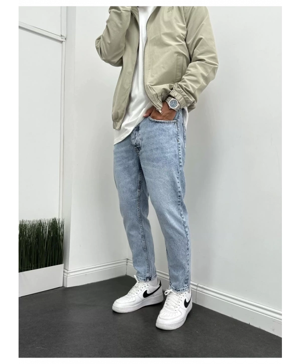 Erkek Boy Frend Likrasız Kot Pantolon- Buz Mavisi