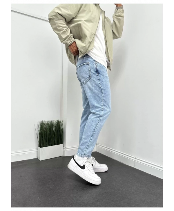 Erkek Boy Frend Likrasız Kot Pantolon- Buz Mavisi