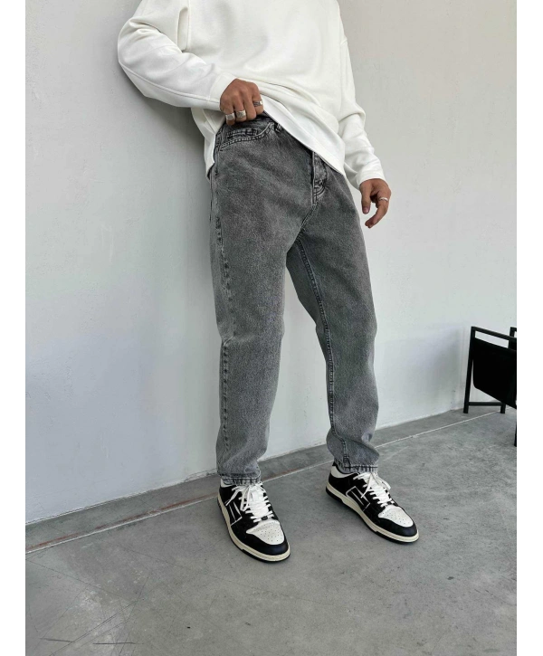 Erkek Boyfriend Likrasız Kot Pantolon- Açık Gri