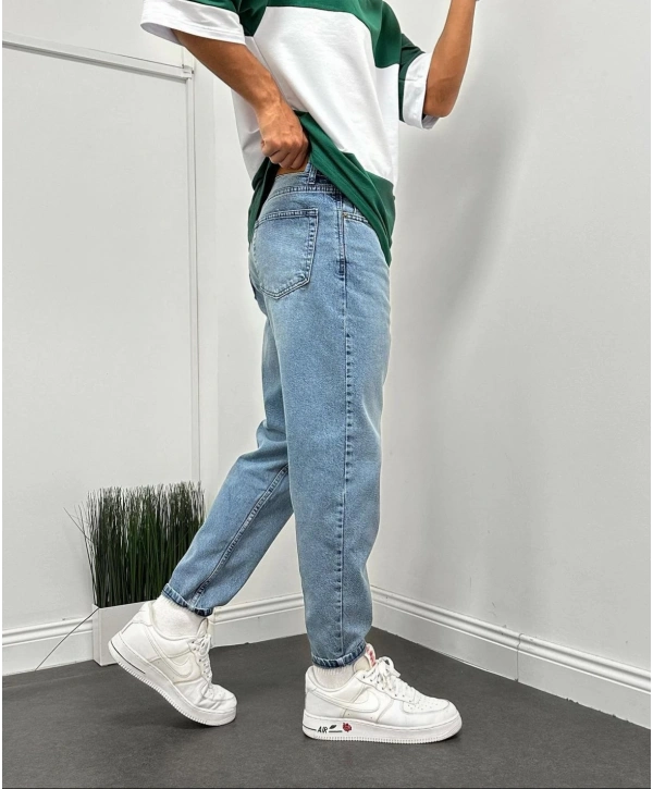 Erkek Boyfriend Likrasız Kot Pantolon- Açık Mavi