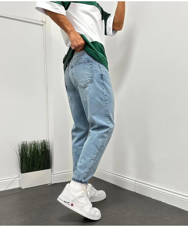 Erkek Boyfriend Likrasız Kot Pantolon- Açık Mavi