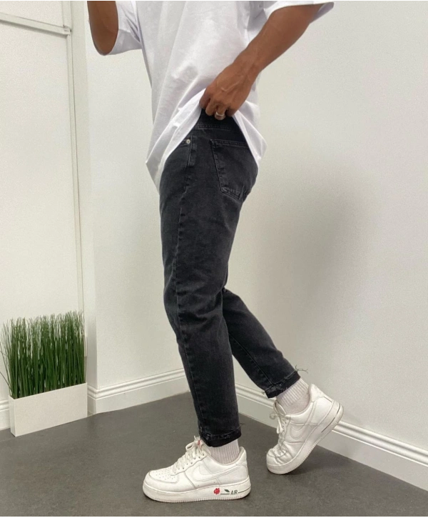 Erkek Boyfriend Likrasız Kot Pantolon- Füme