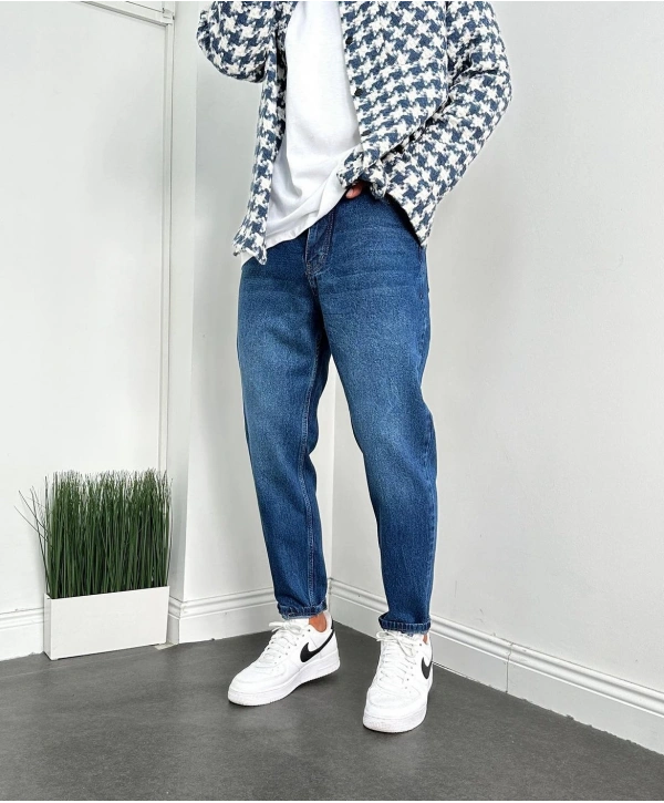 Erkek Boyfriend Likrasız Kot Pantolon- Mavi