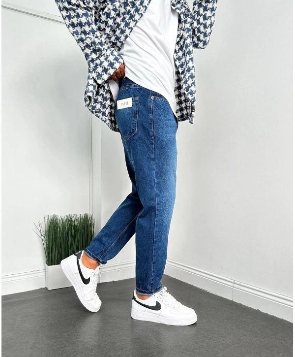 Erkek Boyfriend Likrasız Kot Pantolon- Mavi