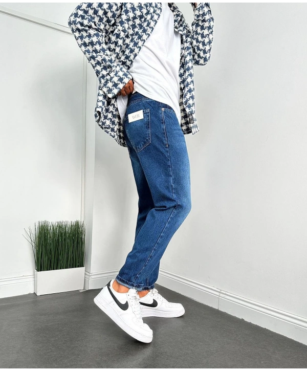 Erkek Boyfriend Likrasız Kot Pantolon- Mavi