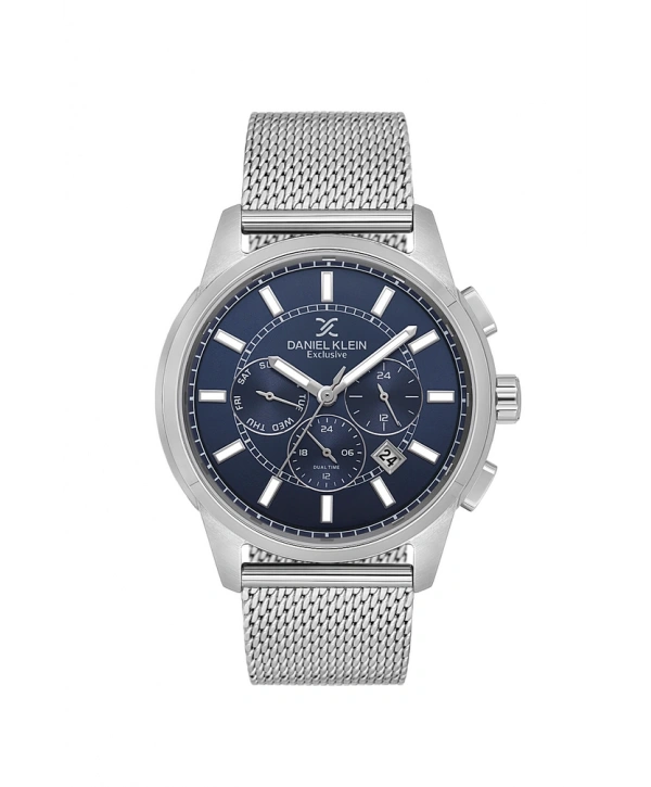 Erkek D.K 10884-4 Hasır Metal Kordonlu Exclusive Erkek Kol Saati -Gri Lacivert
