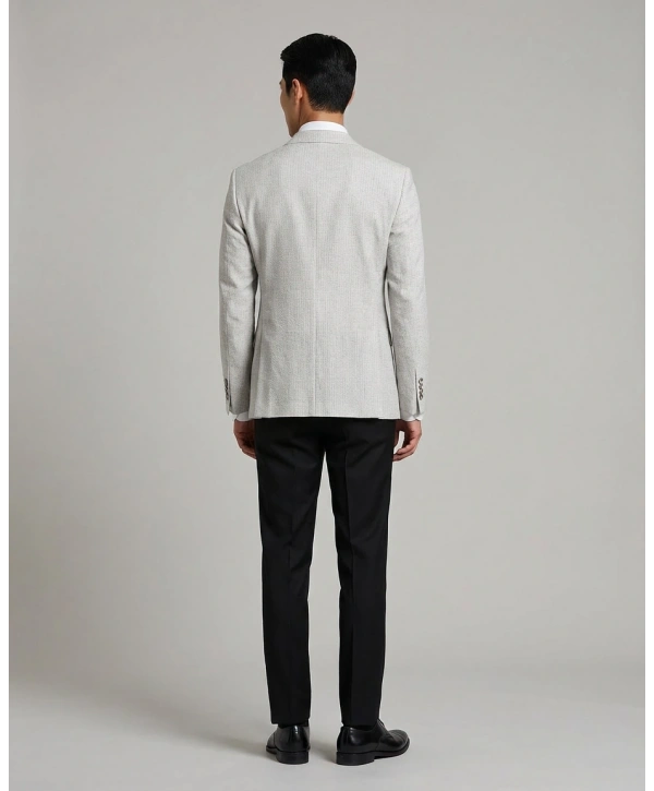 Erkek Dar Kesim Çizgili Kruvaze Tek Ceket -Gri