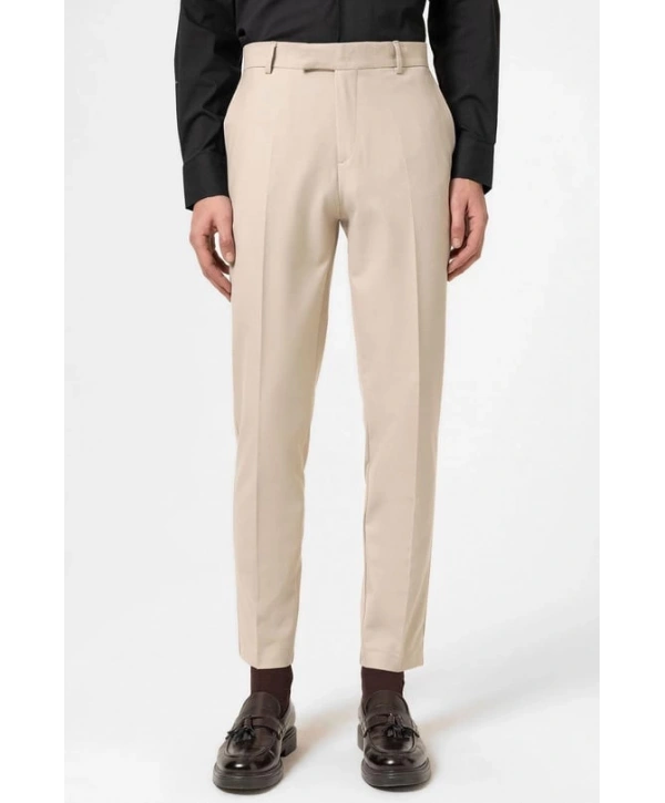 Erkek Dar Kesim Kanvas Pantolon -Bej