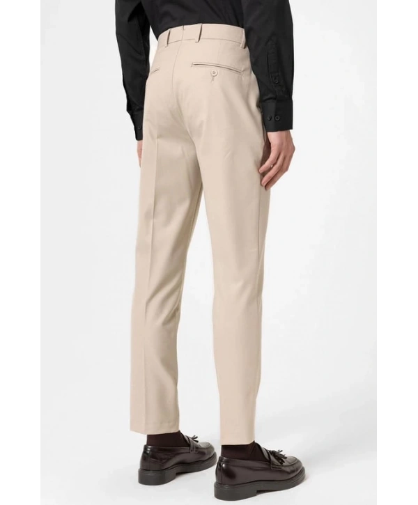 Erkek Dar Kesim Kanvas Pantolon -Bej