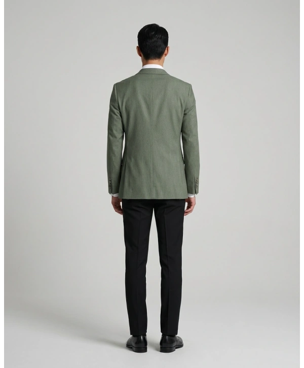 Erkek Dar Kesim Kruvaze Tek Ceket -Haki