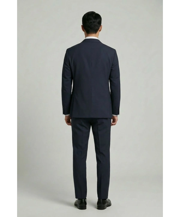 Erkek Dar Kesim Likralı Spor Takım Elbise - Lacivert