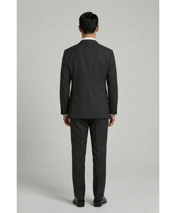 Erkek Dar Kesim Likralı Spor Takım Elbise - Siyah