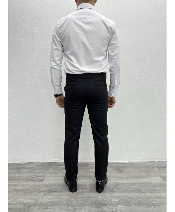 Erkek Dar Kesim Slimfit Likralı Gömlek - Beyaz