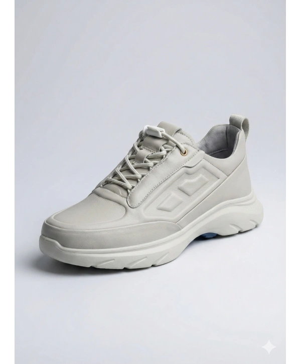 Erkek Deri Akıllı Taban Snekars Ayakkabı- Bej