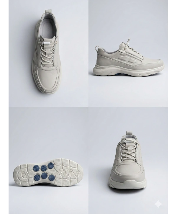 Erkek Deri Akıllı Taban Snekars Ayakkabı- Bej