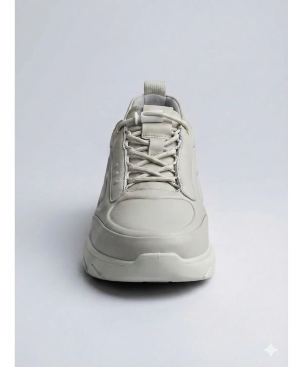 Erkek Deri Akıllı Taban Snekars Ayakkabı- Bej