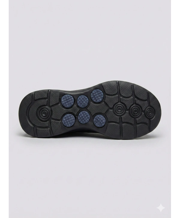 Erkek Deri Akıllı Taban Snekars Ayakkabı- Siyah