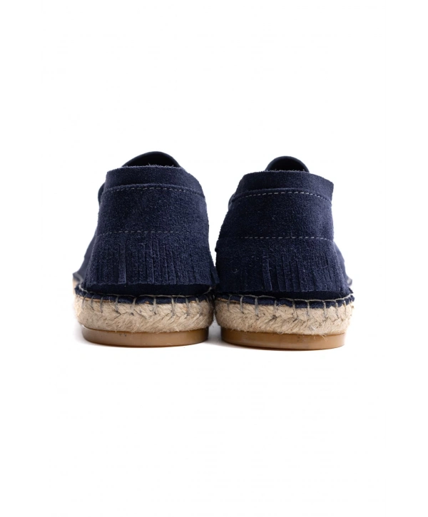 Erkek Deri Bağıcıklı Espadril Ayakabbı -Lacivert