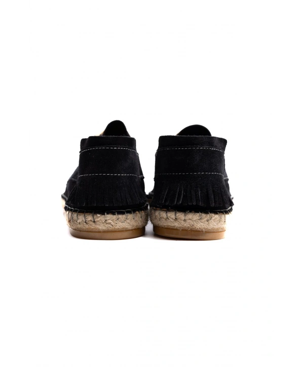 Erkek Deri Bağıcıklı Espadril Ayakabbı -Siyah