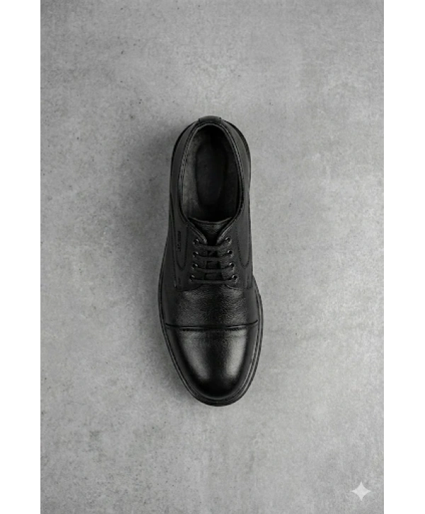 Erkek Eva Taban Bağcıklı Klasik Ayakkabı- Siyah
