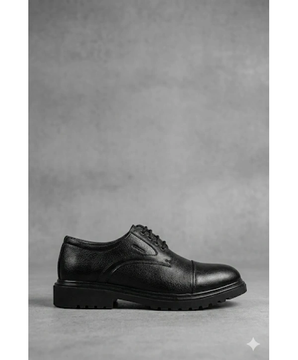 Erkek Eva Taban Bağcıklı Klasik Ayakkabı- Siyah