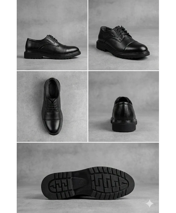 Erkek Eva Taban Bağcıklı Klasik Ayakkabı- Siyah