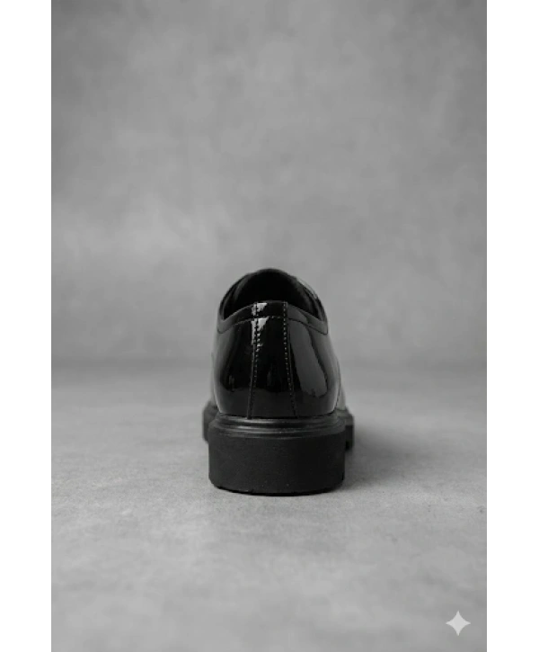 Erkek Eva Taban Bağcıklı Klasik Rugan Ayakkabı- Siyah