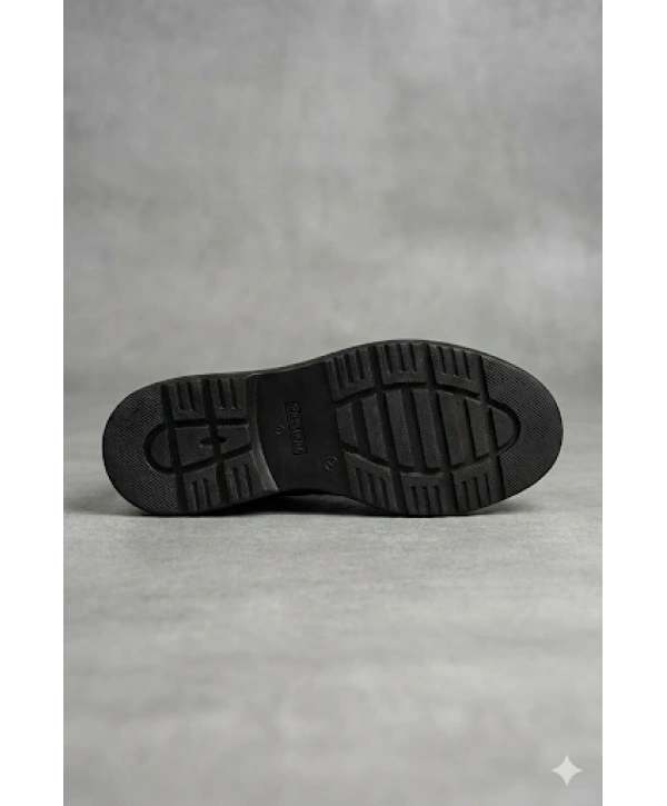 Erkek Eva Taban Bağcıklı Klasik Rugan Ayakkabı- Siyah