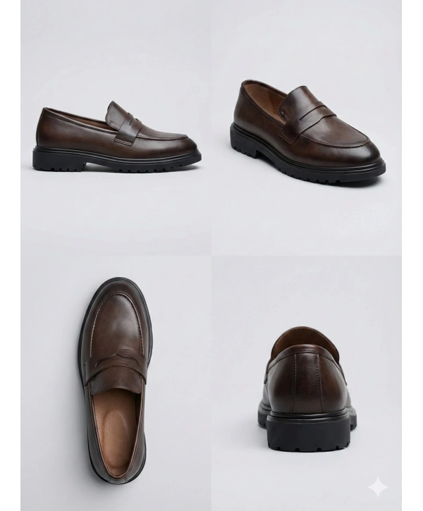 Erkek Eva Taban Bağcıksız Klasik Ayakkabı- Kahverengi