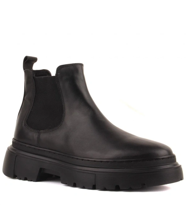 Erkek Eva Taban Deri Bağcıksız Chelsea Bot - Siyah