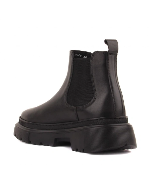 Erkek Eva Taban Deri Bağcıksız Chelsea Bot - Siyah