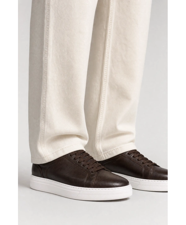 Erkek Eva Taban Sneakers Ayakkabı- Kahve Beyaz