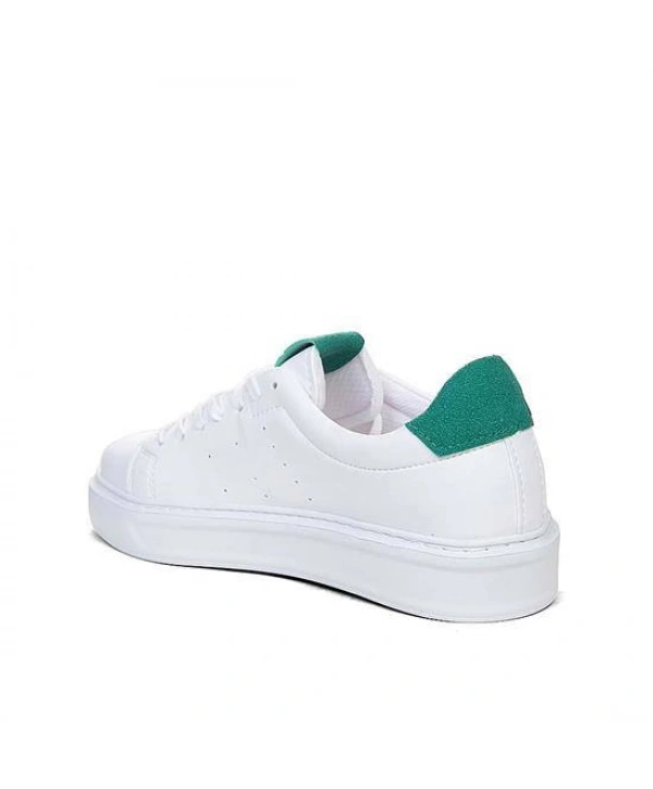 Erkek Eva Taban Snekars Bağcıklı Günlük Spor Ayakkabı -Beyaz-Yeşil