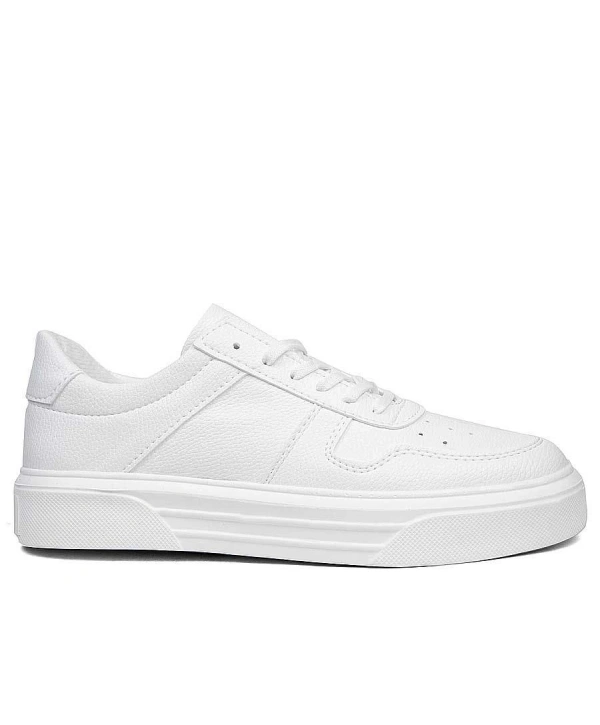 Erkek Eva Taban Snekars Bağcıklı Günlük Sporl Ayakkabı -Beyaz