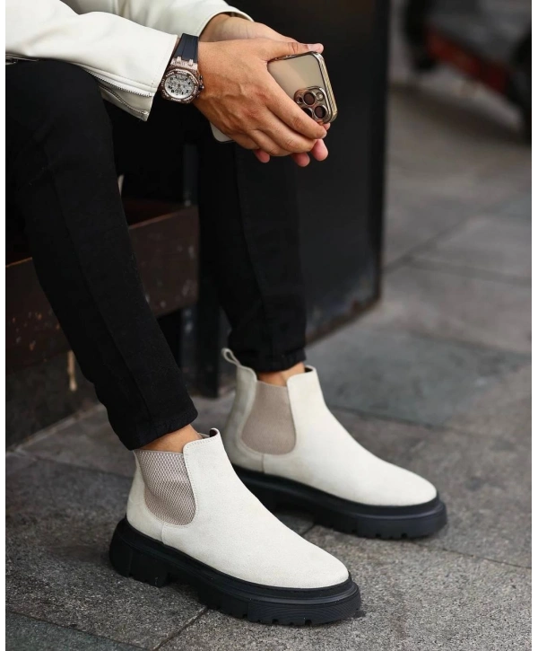 Erkek Eva Taban Suet Deri Bot - Bej