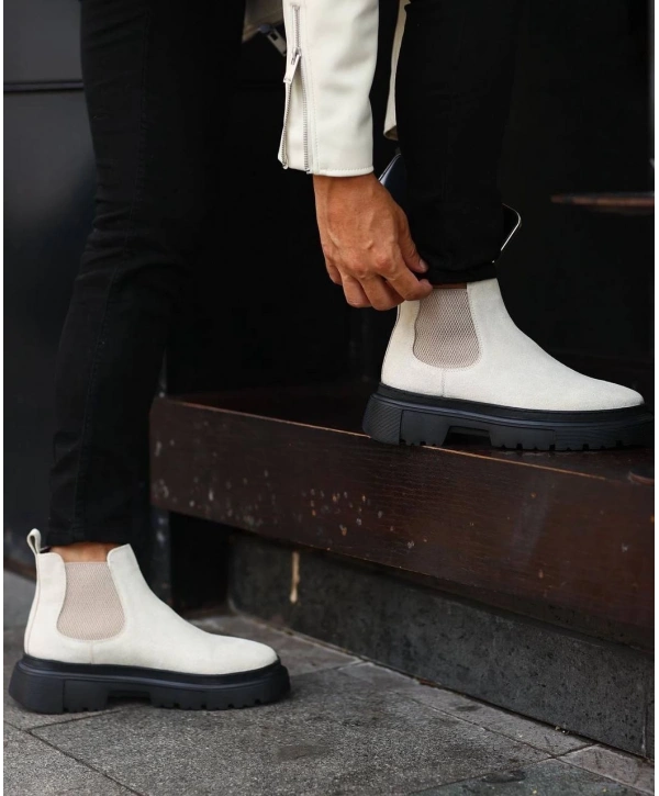 Erkek Eva Taban Suet Deri Bot - Bej