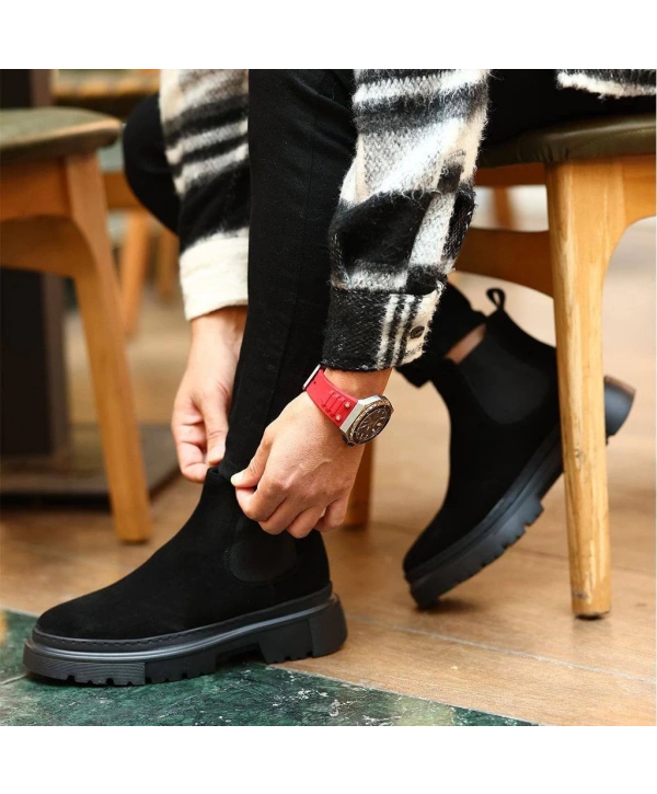 Erkek Eva Taban Suet Deri Bot - Siyah