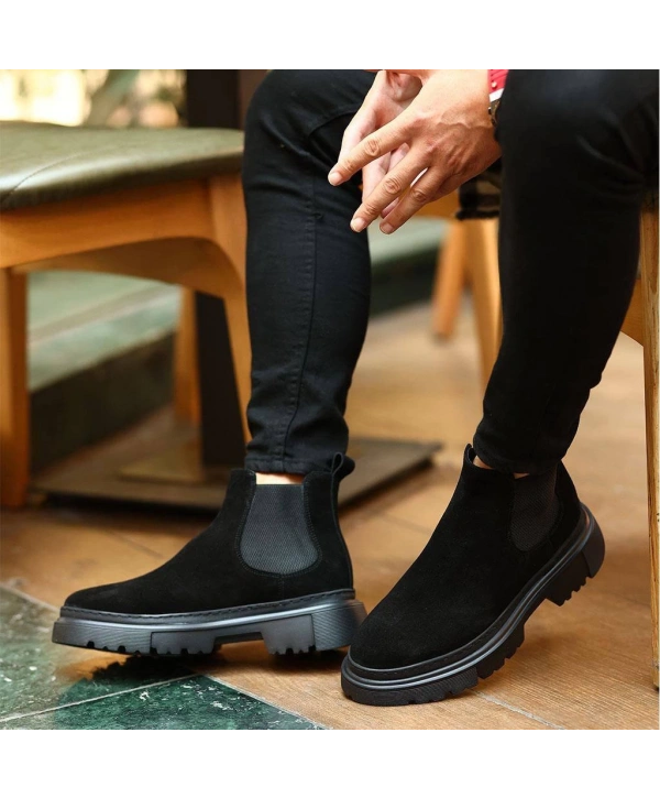 Erkek Eva Taban Suet Deri Bot - Siyah