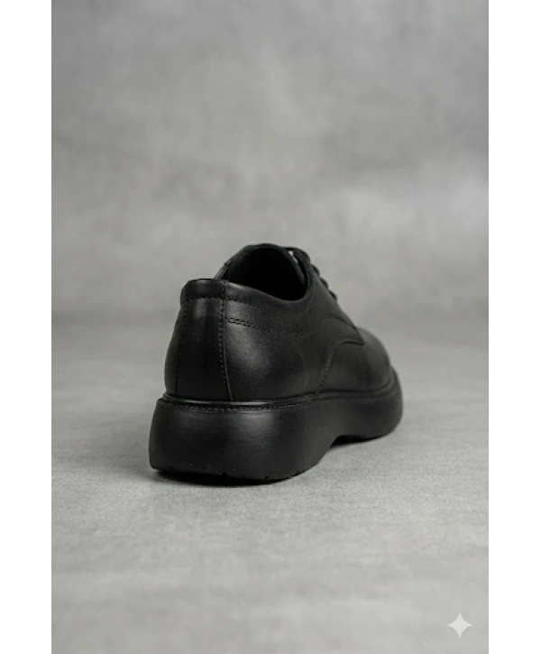 Erkek Eva Yüksek Taban Bağcıklı Klasik Ayakkabı- Siyah
