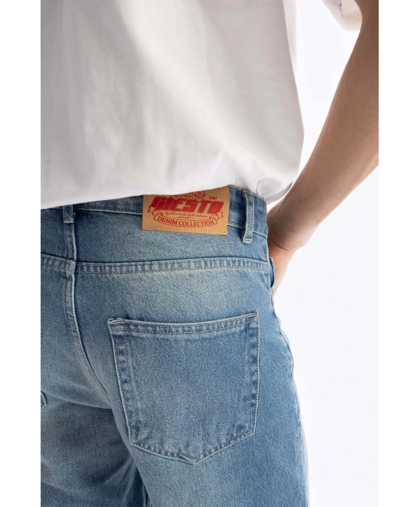 Erkek Geniş Kalıp Baggy Kot Pantolon - Mavi