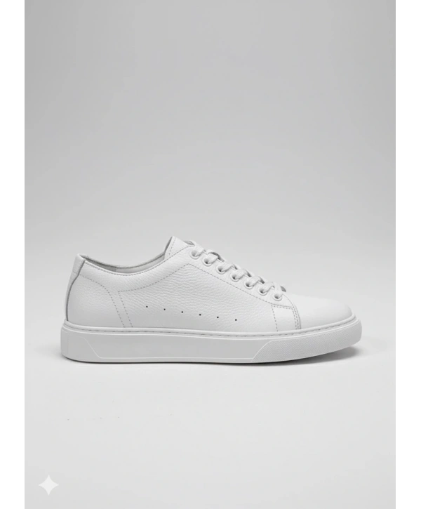 Erkek Günlük Eva Taban Deri Snakers Casual Ayakkabı- Beyaz-Beyaz