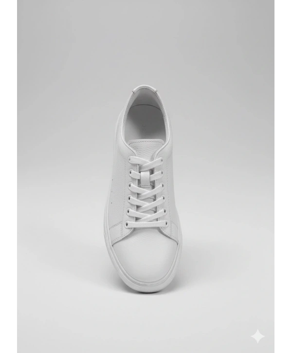 Erkek Günlük Eva Taban Deri Snakers Casual Ayakkabı- Beyaz-Beyaz