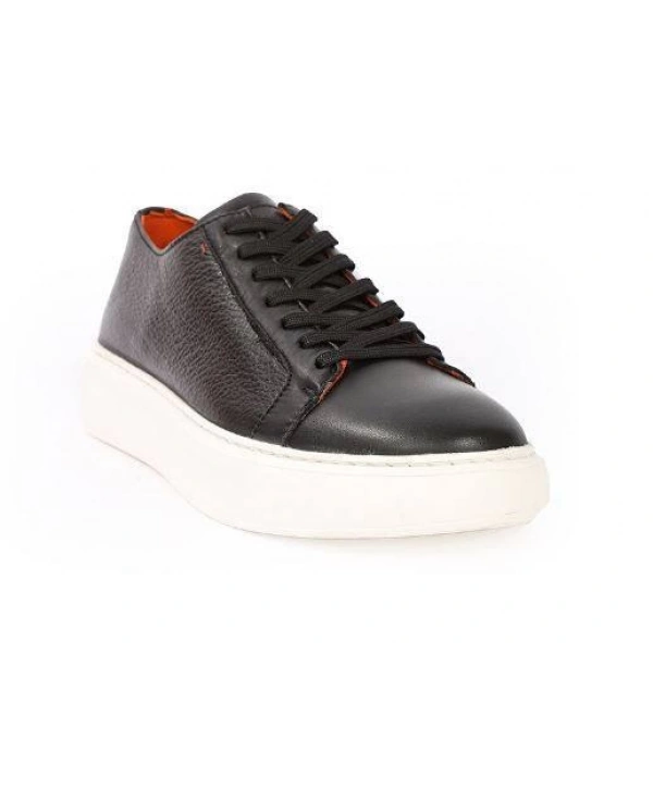 Erkek Günlük Eva Taban Deri Snakers Casual Ayakkabı- Siyah