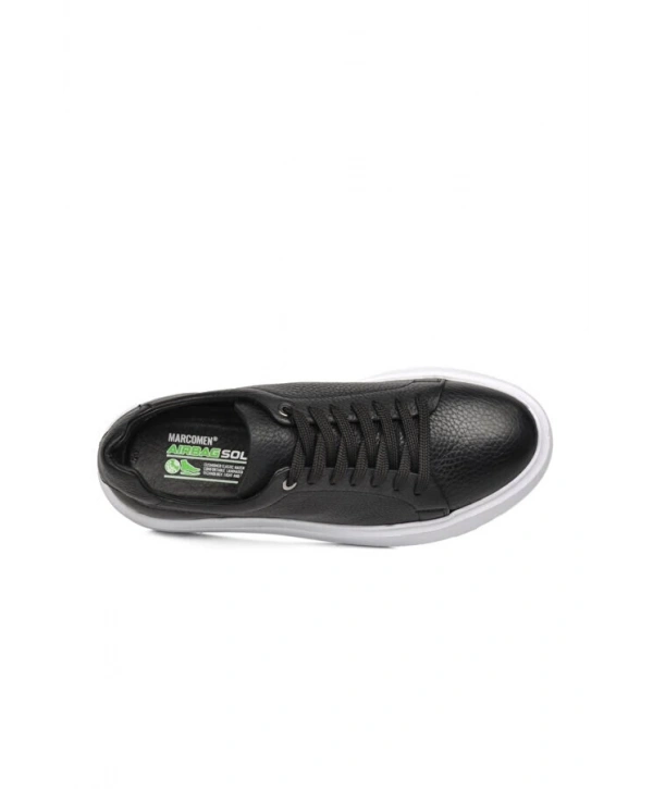 Erkek Günlük Eva Taban Deri Snakers Casual Ayakkabı- Siyah