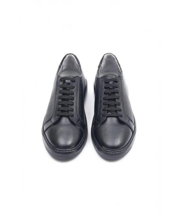 Erkek Günlük Eva Taban Deri Snakers Casual Ayakkabı- Siyah