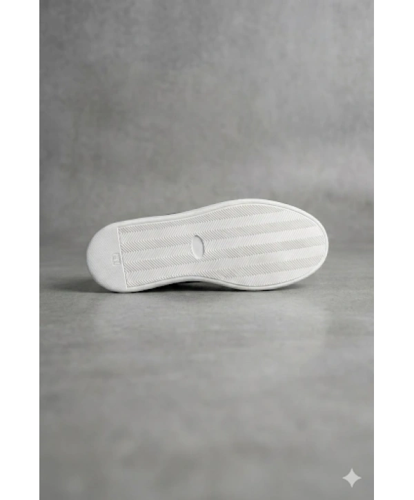 Erkek Günlük Eva Taban Deri Snakers Casual Ayakkabı- Siyah Beyaz