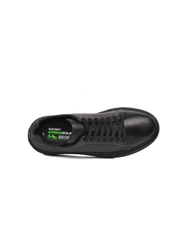 Erkek Günlük Eva Taban Deri Snakers Casual Ayakkabı- Siyah Siyah