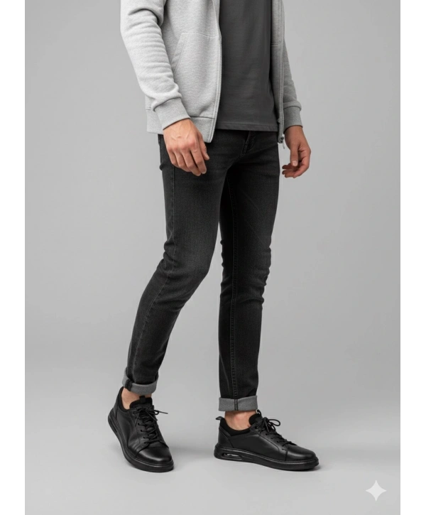 Erkek Günlük İçi Dışı Deri Snakers Casual Ayakkabı- Siyah